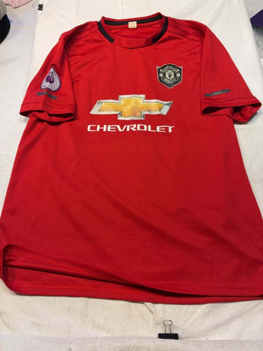 Manchester United Soccer Jersey Size L Red Chevrolet Graphic